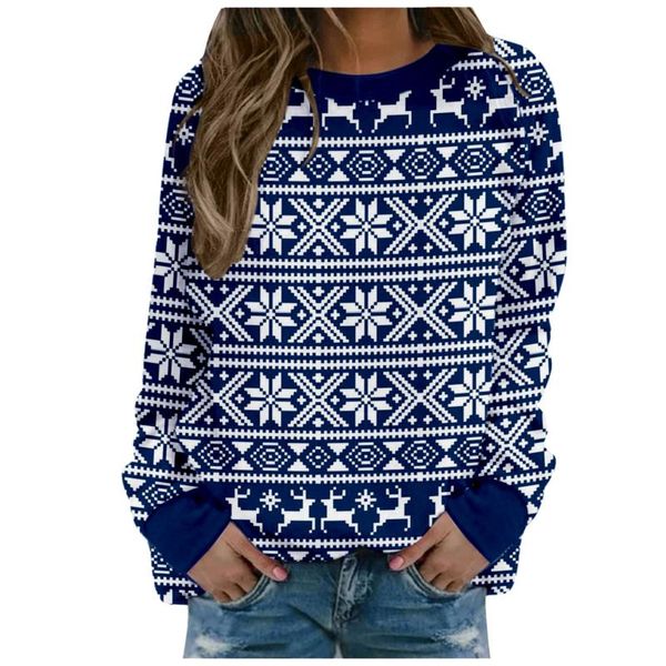 

women's hoodies & sweatshirts geometric print christmas long-sleeved female sweatshirt casual bottoming cotton thickening girl pullover, Black