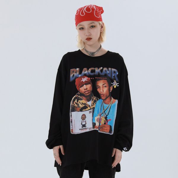 

2021 new men hip hop shirt streetwear harajuku phill characters tshirt long sleeve t-shirt oversize cotton tee x2v6, White