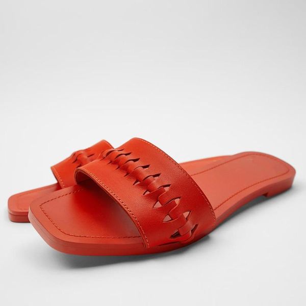 

female shoes ladies' slippers beige heeled sandals platform low square toe 2021 black genuine leather flat soft rome casual fabr