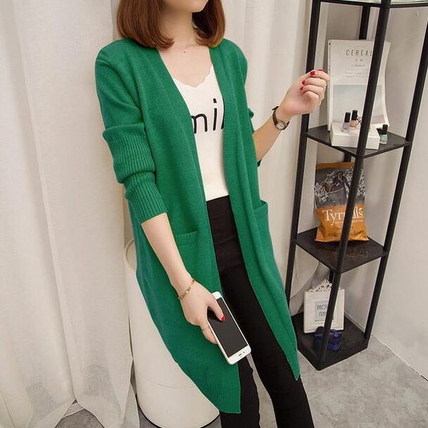 

women's sweaters long sweater coat knitwear cardigan 2021 spring autumn women loose wild sleeve df340, White;black