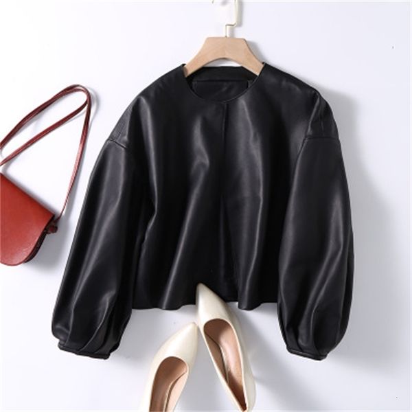 

2021 new female fashion genuine sheep leather jacket g35 lsw0, Black;brown