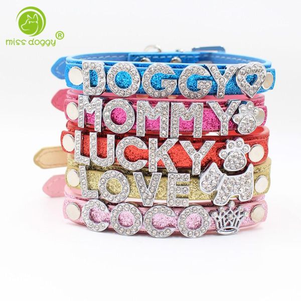

dog collars & leashes 10mm diy name bling personalized pet collar customized with rhinestone buckle (&5 pcs letter &1pcs charm)