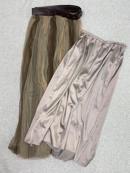 

skirts ladies 2021 fashion solid color belt mesh half skirt 0111, Black