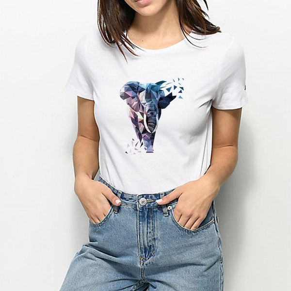 

kawaii summer animal tshirt harajuku funny trendy graphic plus size t-shirt loose cute cartoon elephant vintage vogue t shirt, White