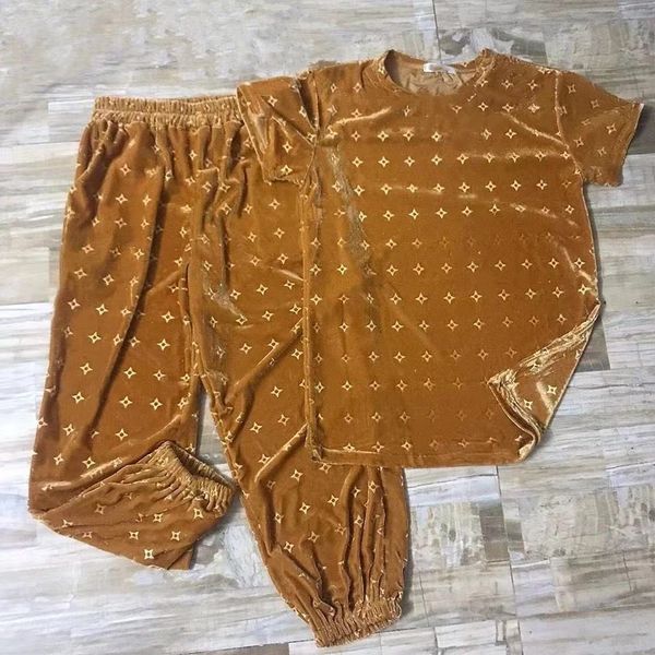 

2020 design full-body printed velvet set stylish slim loose plus-size, White