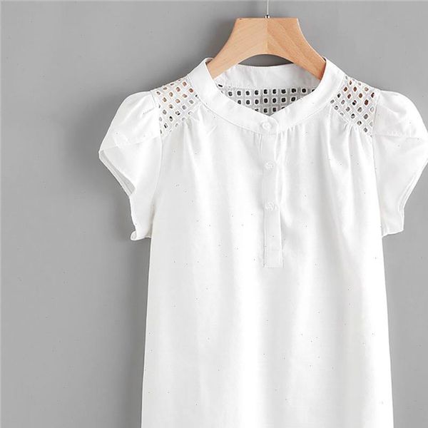 

white blouses womens and blouses women o neck hollow out tee shirt short butterfly sleeve casual blusas mujer6.5l3
