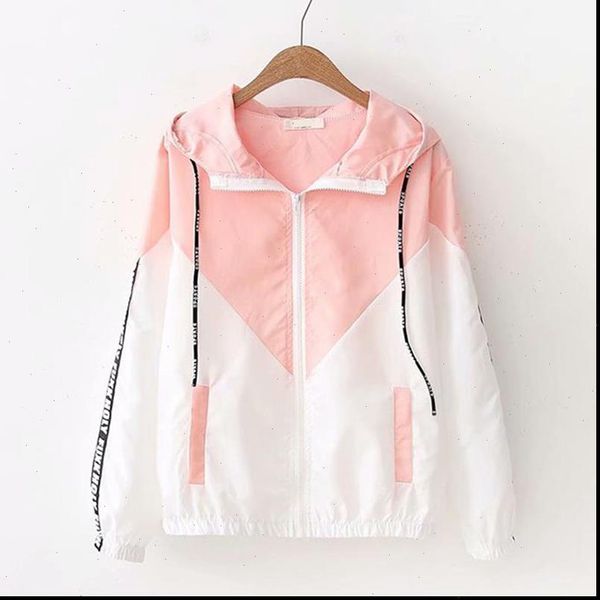 

summer thin women trench coat sunscreen sun protection clothing color matching hooded outwear student short coat female 844, Tan;black