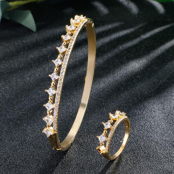 

earrings & necklace zakol crown cubic zirconia classic bridal jewelry bracelet ring set for women wedding dinner party birthday gift fss, Silver