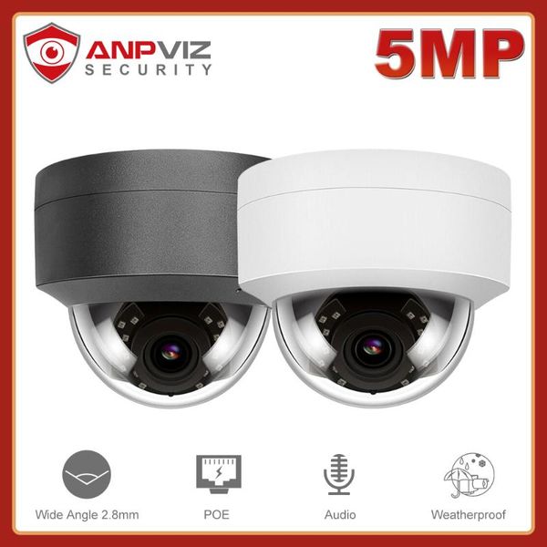 

cameras anpviz 5mp dome camera poe h.265 with microphone audio 2.8mm fixed lens ip66 outdoor indoor ip ir 30m onvif p2p