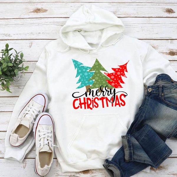 

women's hoodies & sweatshirts women print printing cartoon snow tree 90s style christmas clothes autumn winter female pullovers sweatsh, Black