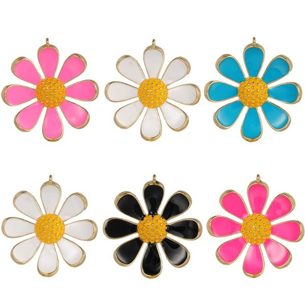 

charms sweet big enamel flower daisy pendants copper floral pendant for women diy earrings necklace bracelets accessories, Bronze;silver
