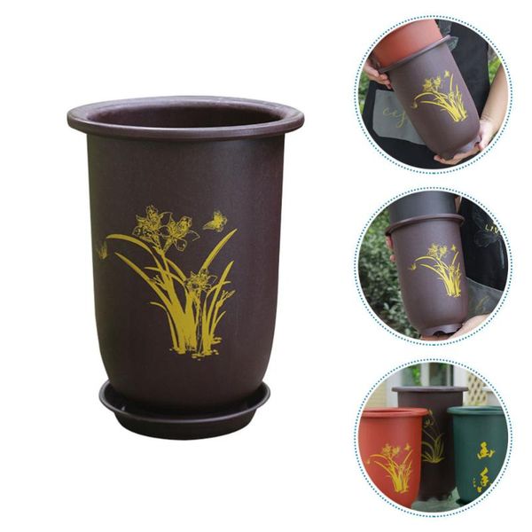 

1set durable artistic planter simple breathable flowerpot for home purple