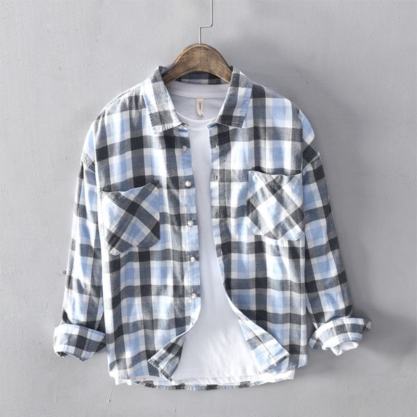 

2021 new summer and autumn long sleeve brand plaid shirt casual fashion shirts for men camisa chemise gx71, White;black