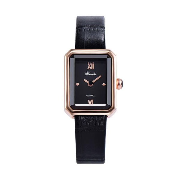 

wristwatches binda brand 2021 fashion quartz watch ladies casual leather watches luxury dress ho, Slivery;brown