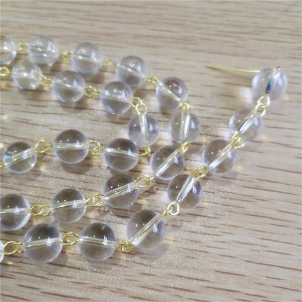 

chandelier crystal wholesales 10mm glass round beads chains+25mm gold pin for party garland strand decoration