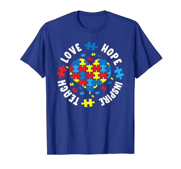 

love hope inspire teach autism awareness gift t-shirt, White;black