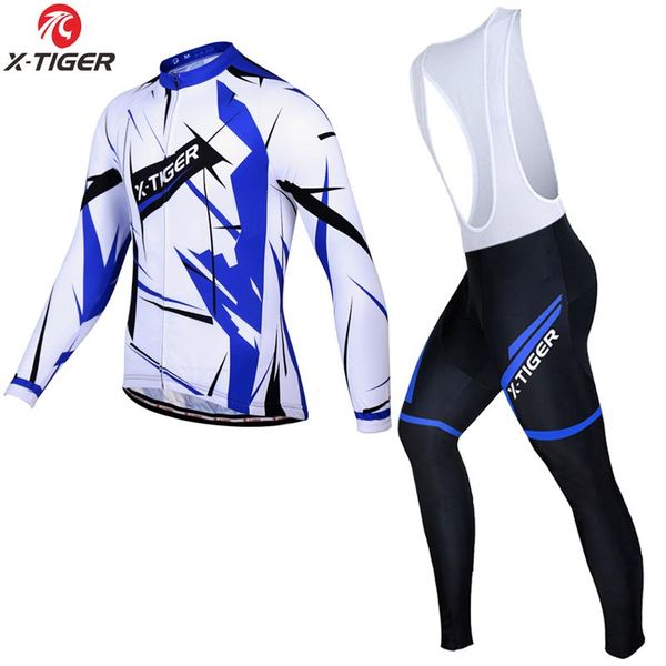

racing sets x-tiger pro long sleeve spring cycling jerseys set mtb bike clothing uniform bicycle clothes wear maillot ropa ciclismo, Black;blue