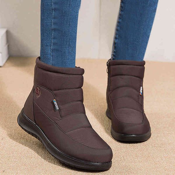 

dress shoes rimocy winter warm plush snow boots women non slip waterproof ankle woman plus size thicken cotton padded ladies 43 tr, Black