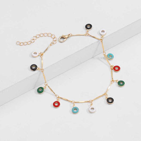 

colorful circle tassel foot women's ankle chain trinket stalls, Red;blue