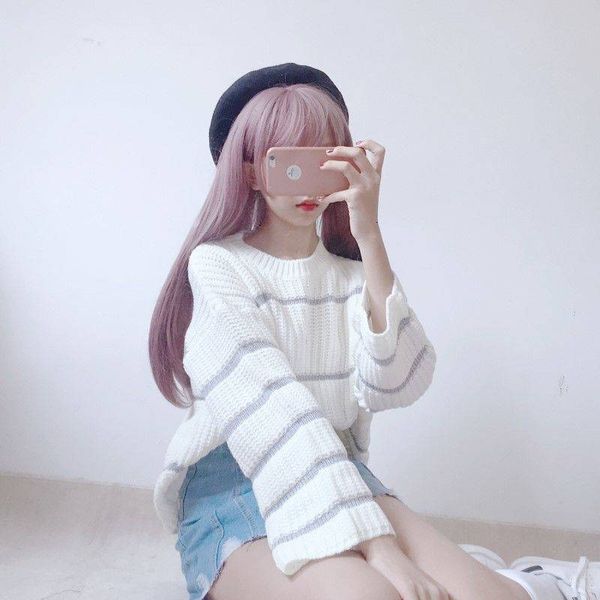 

women's sweaters autumn women's nightgown striped autumn mesh tightly knit female sweater jumper pull femme sweaters girl a0m8, White;black