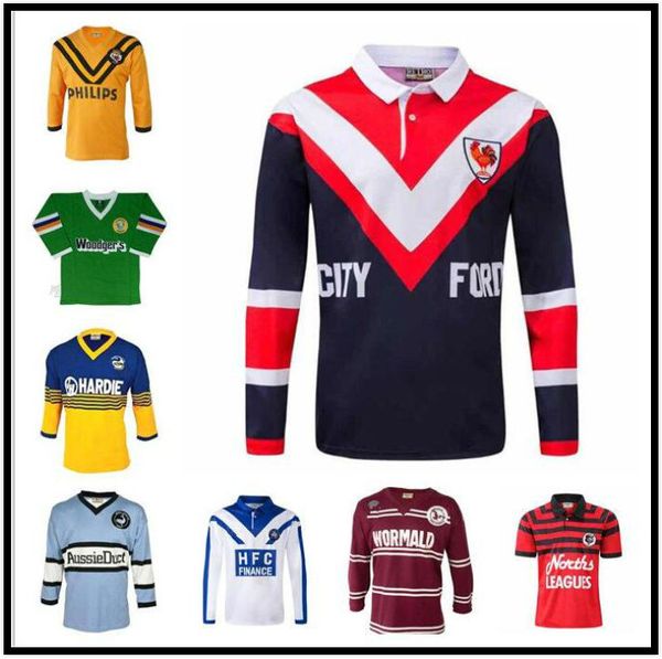 

long sleeve retro rugby jersey sea eagles parramatta eels blues raider rooster shark bull tiger bear chiefss hurricanes crusader highlanders, Black;gray