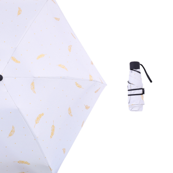 

umbrellas ins cute lady sunny and riany five floding blackcoating feather umbrella