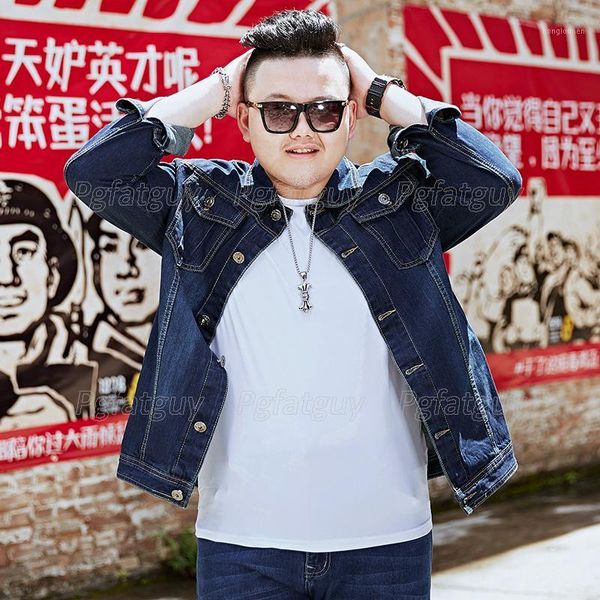 

men's jackets large size m-8xl print jacket spring autumn casual loose long sleeve denim for 145kg fat guy veste pour hommes, Black;brown