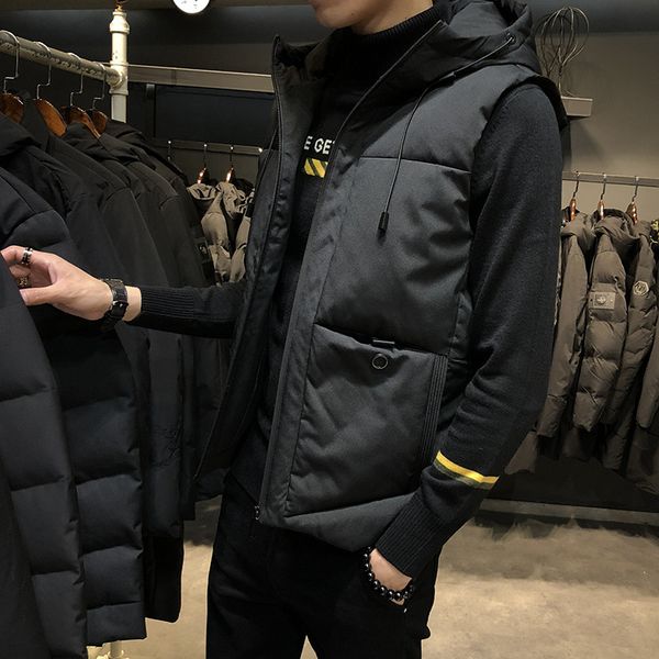 

autumn and winter men's waistcoat, down cotton coat, shoulder, leisure, thickened large size tooling, korean fashion warm vest, Black;white