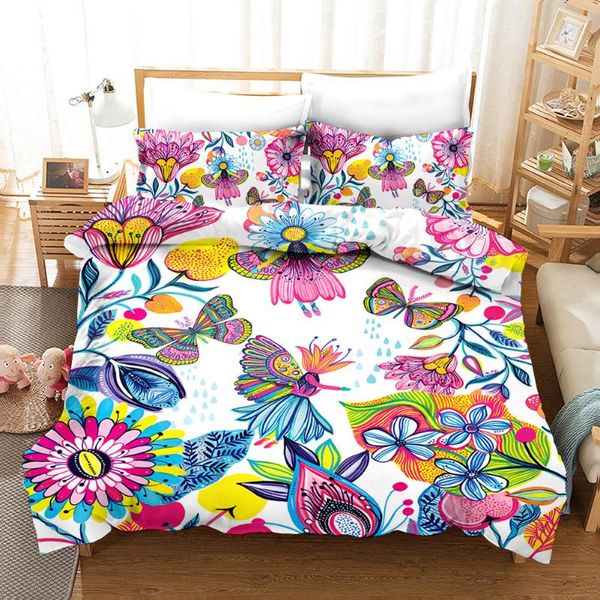 

bedding sets flower butterfly set luxury comforter duvet covers pillowcases bed linen colorful home textile