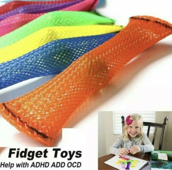

dhl mesh marble fidget toy braided mesh tube and marble ball stress anxiety relief kids pop bubble toys autism soothing 10 colors h22201, Red;brown