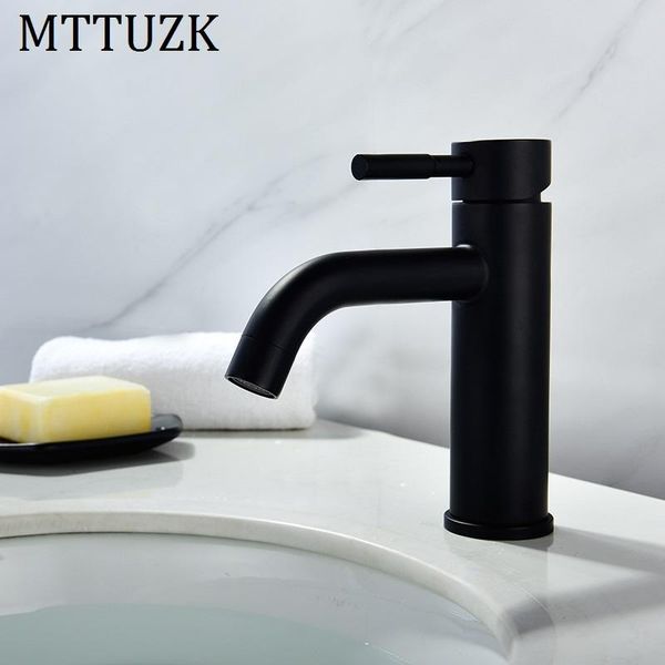 

bathroom sink faucets mttuzk mablack white round style basin tap 304 stainless steel faucet long mouth deck mount & cold water mixer