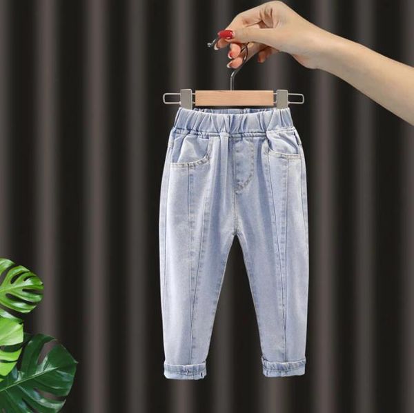 

children's pants brand 2021 leisure spring light blue boys jeans 2-6 years casual autumn girls trousers fashion kids jeans