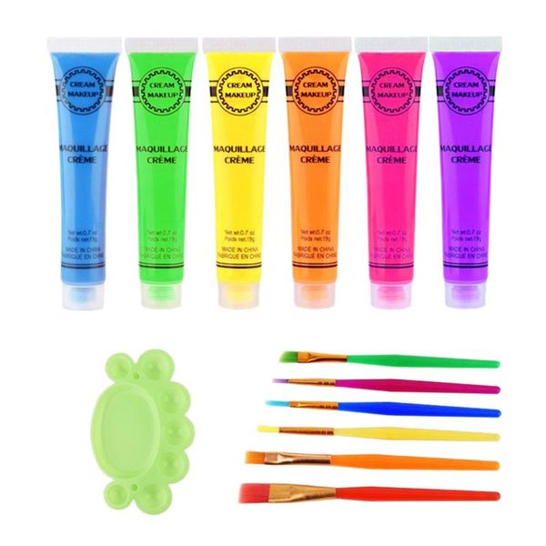 

party decoration 13pcs/set 6 color uv luminous pigment body painting paint art halloween cosmetics set