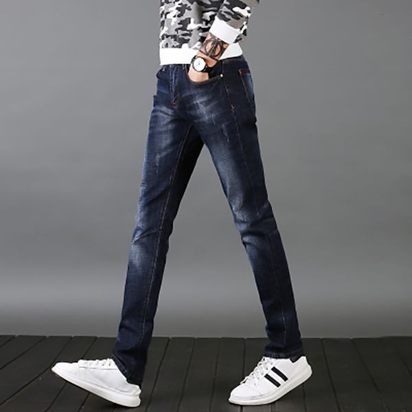 

men's jeans fashion streetwear men long trousers blue vintage n36 straight denim pants 4am5