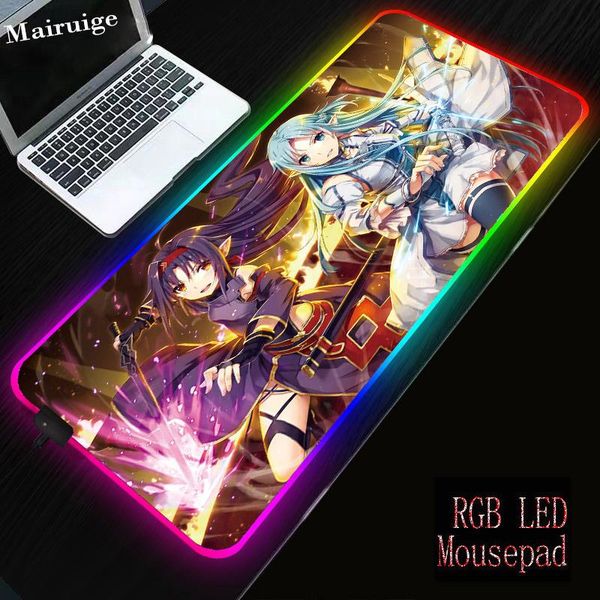 

mouse pads & wrist rests mairuige anime girl sword art online keyboard gaming large rgb led pad rubber durable desklockedge mat for csgo