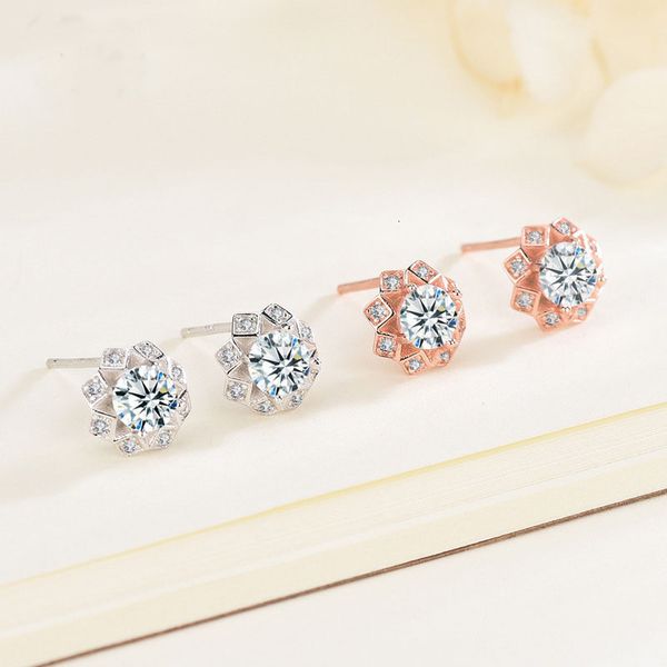 

s925 silver round earrings female japanese and korean simple ins jewelry student women's accessories rose, Golden
