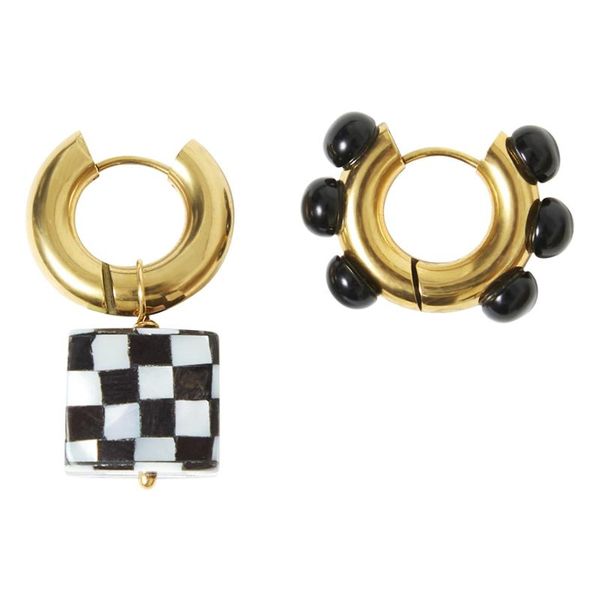 

dangle & chandelier bohemian punk lattice plaid square drop ethnic metal statement black crystal wedding jewelry gifts earrings for women, Silver