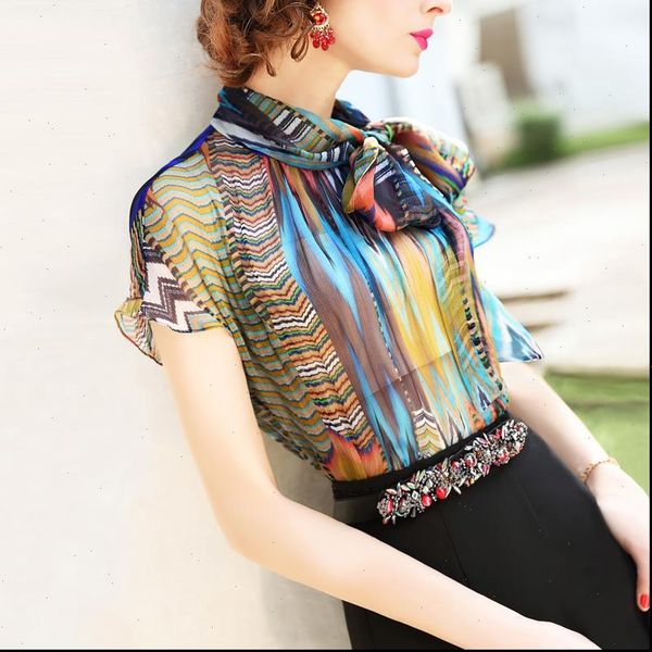 

women blouses 2021 stylish short sleeve plus size summer shirts color matching temperament female double layer shirt, White