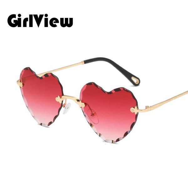 

girlview fashion heart shape sunglasses gradient frameless wave lens woman uv400, White;black
