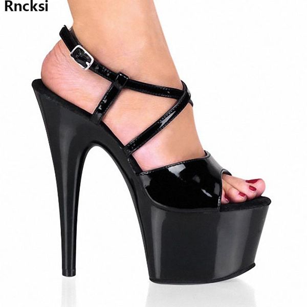 

rncksi new buckle 17cm high-heeled sandals dance shoes dancing shoes model high heels women's, Black