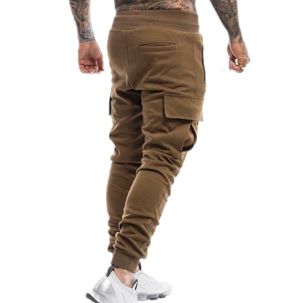 

2021 new jogger sweatpants male fitness trousers men's cotton fashion multi-pocket bodybuilding training jogging pants soyl, Black