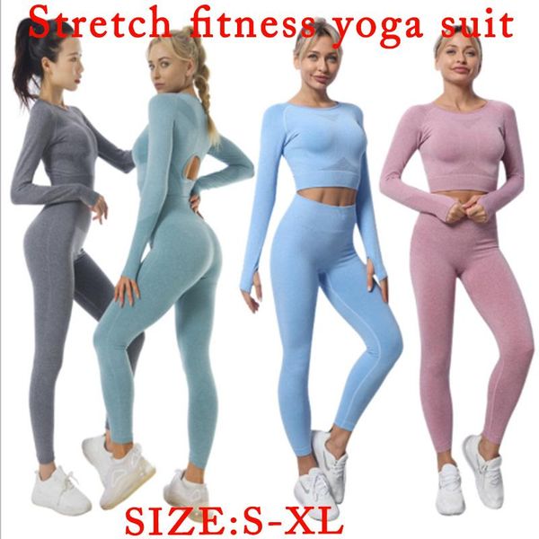 

yoga outfits 2/3/5 pcs seamless women set workout sportswear gym clothing fitness long sleeve crop high waist leggings sports suits, White;red