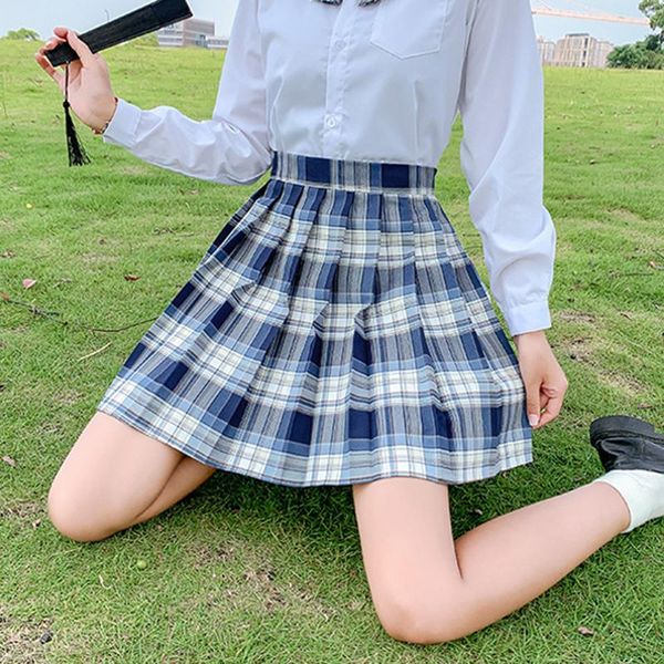 

skirts 2021 women kawaii cosplay jk skirt harajuku plaid preppy pleated lolita cute japan students school uniforms, Black