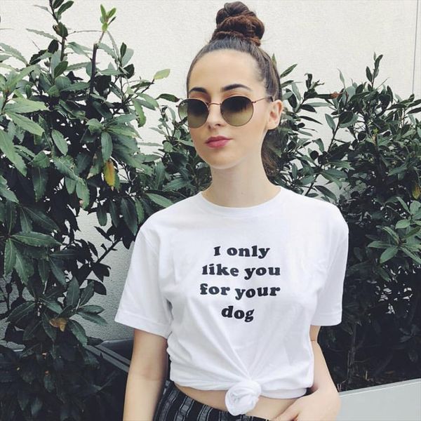 

i only like you your womens t shirt dog tee tumblr fashion white summer hipsters street style clothes
