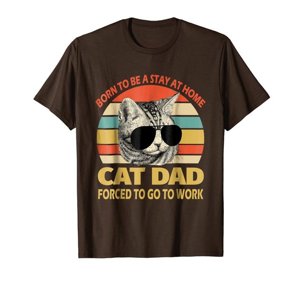 

vintage born to be a stay at home cat-dad t-shirt, White;black