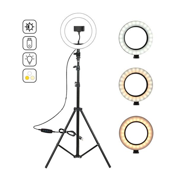 

led light ring lamp tripod round selfie ring light with tripod for mobile phone tiktok youtube pgraphy lamp hoop ringlights