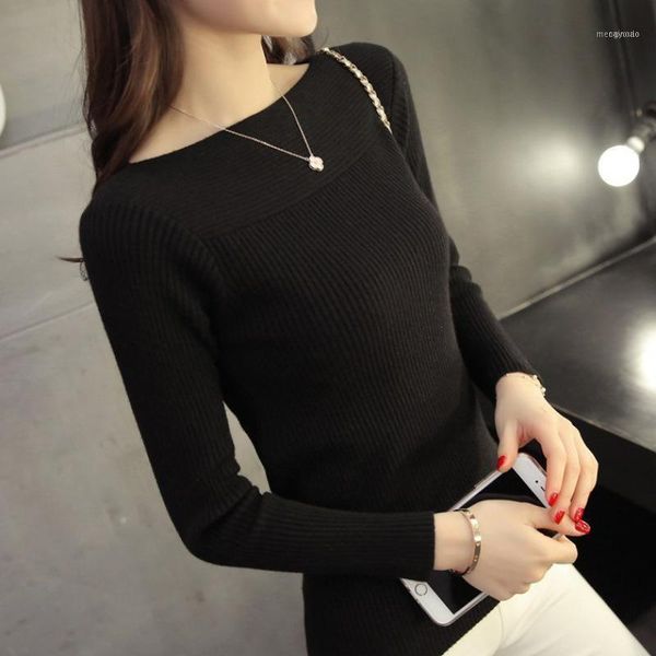 

women's sweaters 2021 casual long sleeve autumn knitted sweater women pullover korean style winter slim white pull knitwear1, White;black