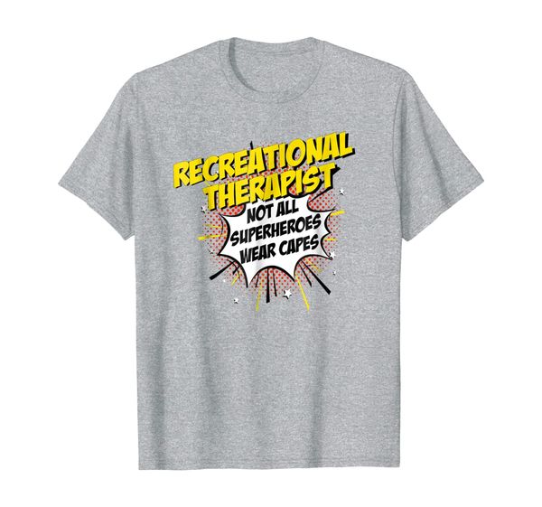 

recreational therapist hero comic superpowers gift shirt, White;black