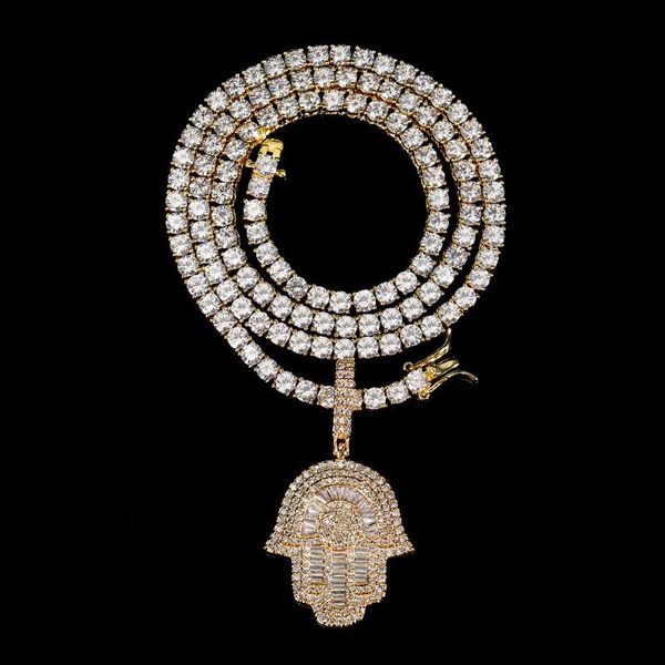 

charms hip hop iced out full rhinestone hand necklaces pendants for women/men jewelry gold color stainless steel chain wholesale, Bronze;silver