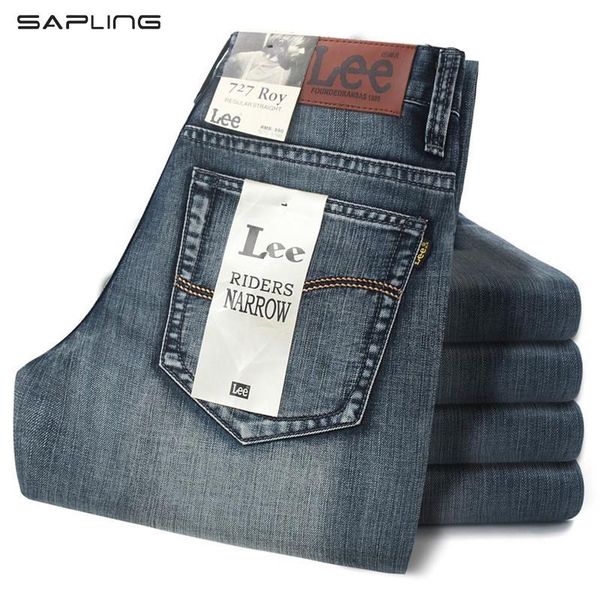 

men's jeans fashion business casual straight autumn large size loose stretch denim pants youth slim fit cowboy trousers, Blue